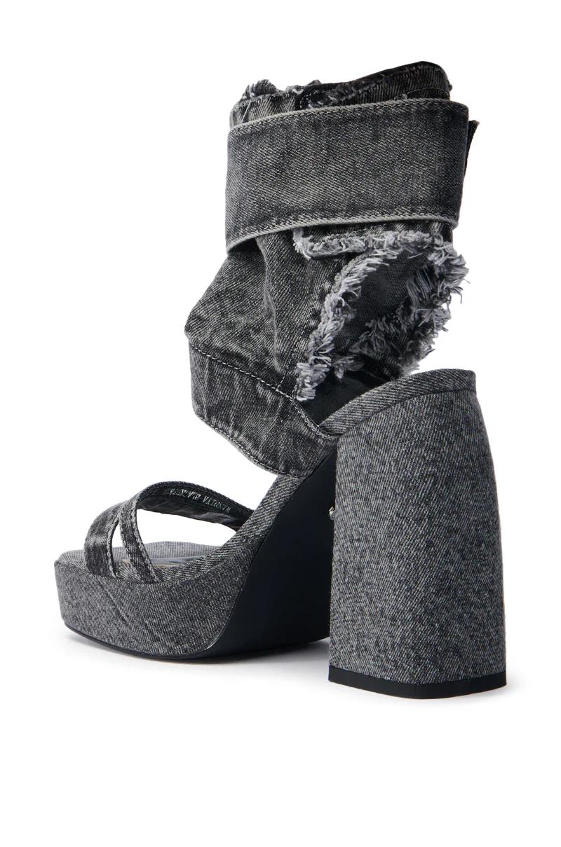 AZALEA WANG WANNIYA BLACK DENIM CHUNKY SANDAL - Image 7