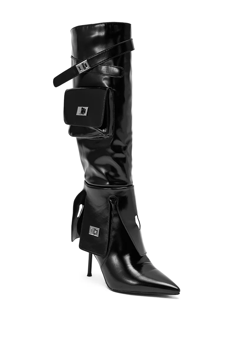 AZALEA WANG WATERS BLACK STILETTO BOOT WITH POCKETS - Image 5