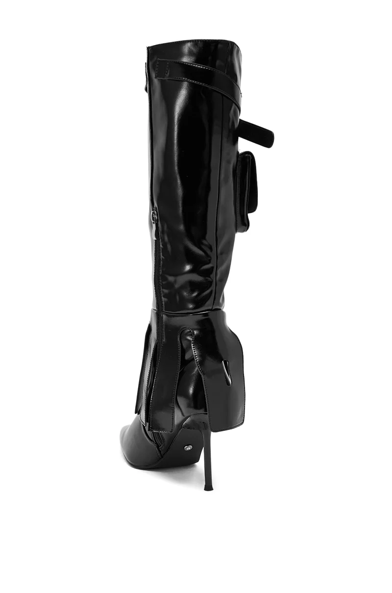 AZALEA WANG WATERS BLACK STILETTO BOOT WITH POCKETS - Image 6