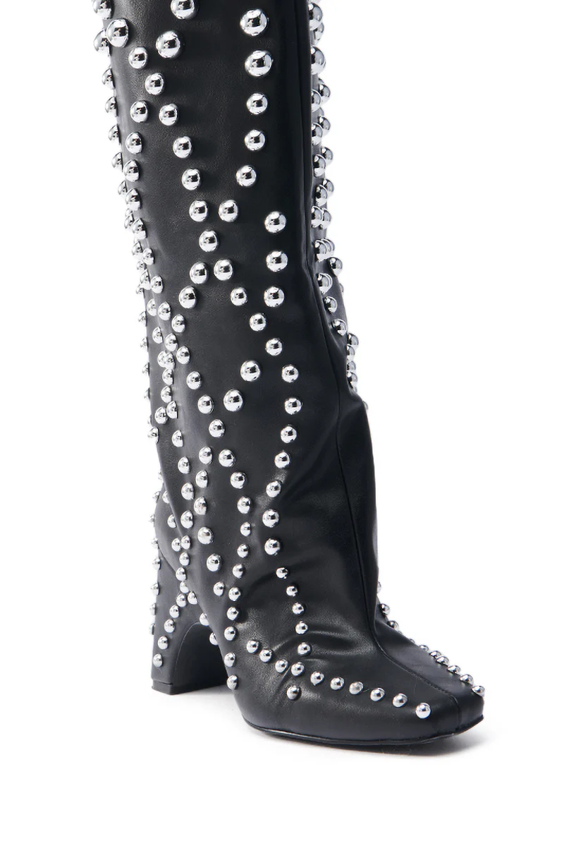 AZALEA WANG WELLS BLACK EMBELLISHED BOOT - Image 8