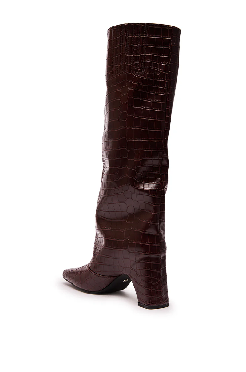 AZALEA WANG WELLS NEW BURGUNDY CROC BOOT - Image 6