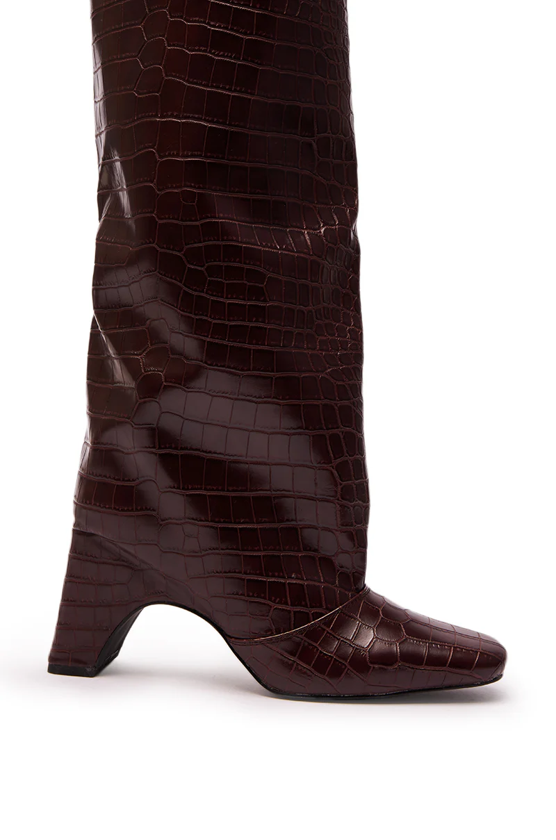 AZALEA WANG WELLS NEW BURGUNDY CROC BOOT - Image 7