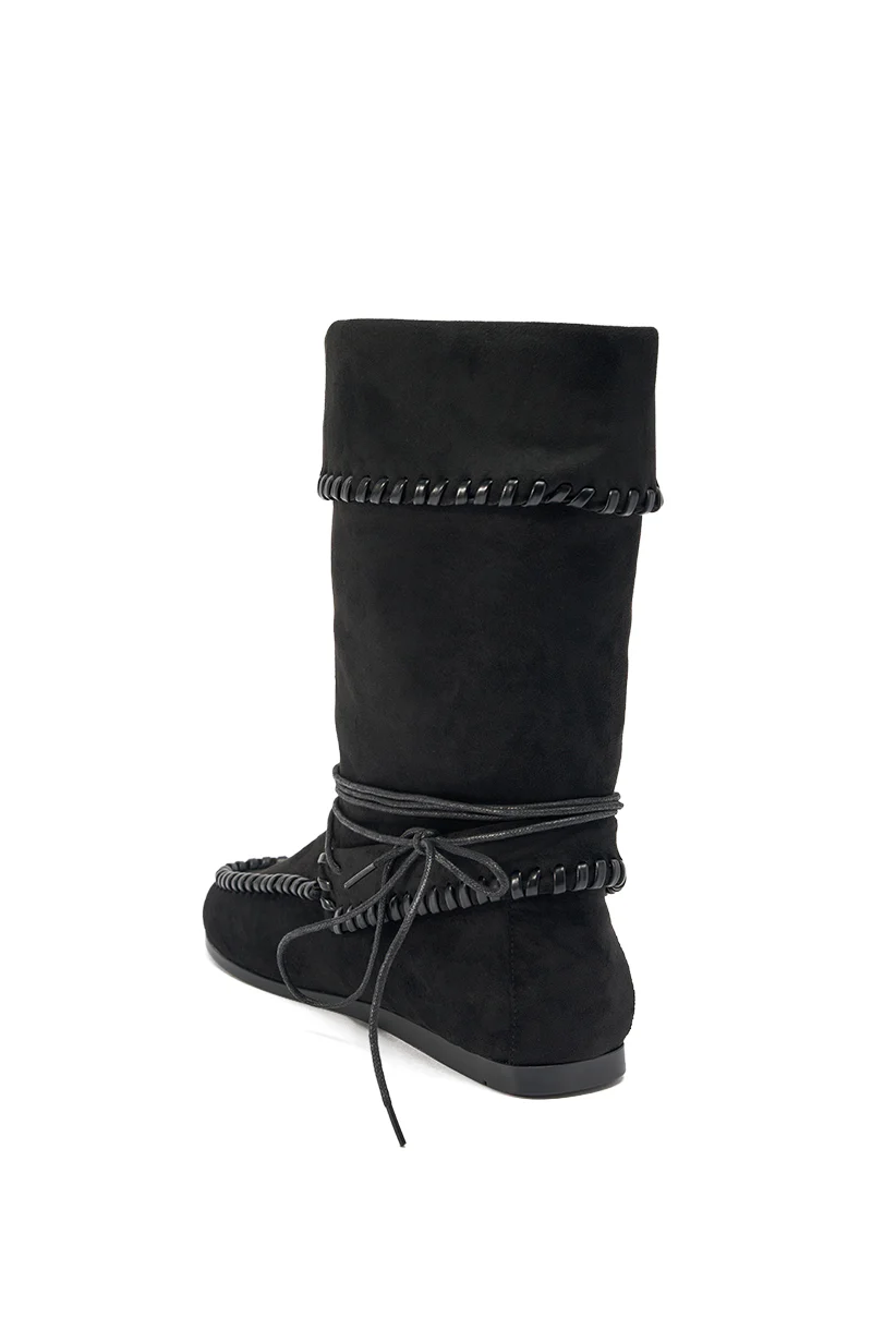 AZALEA WANG WERET BLACK FLAT BOOTIE - Image 6