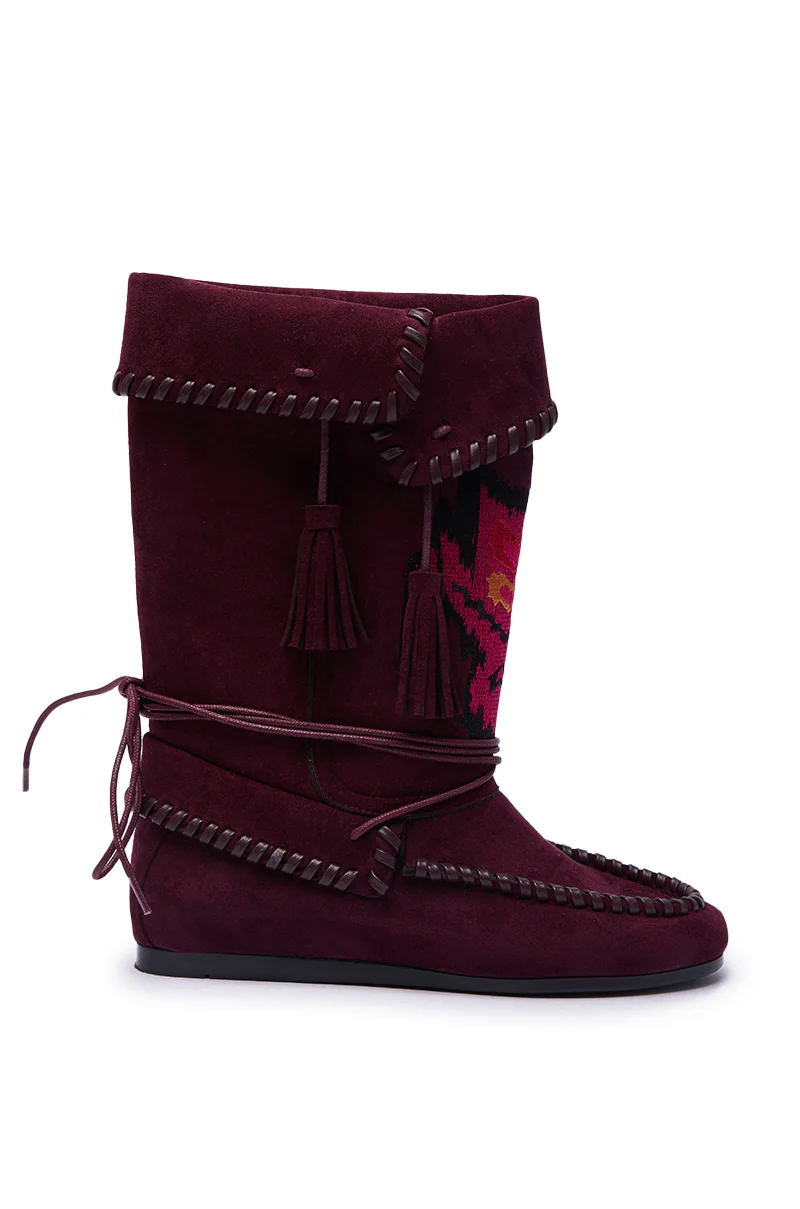AZALEA WANG WERET PLUM FLAT BOOTIE - Image 4