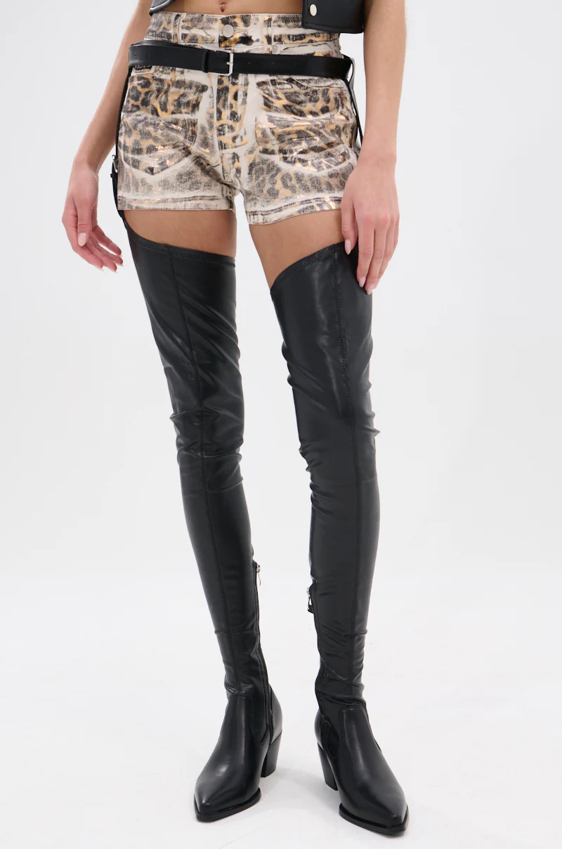 AZALEA WANG WESTLANN BLACK PU CHAP BOOT - Image 4