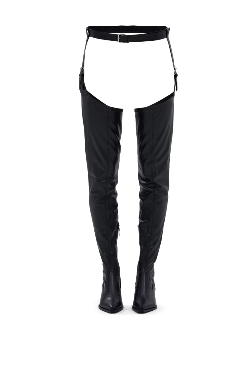 AZALEA WANG WESTLANN BLACK PU CHAP BOOT - Image 5