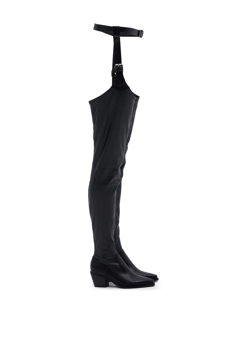 AZALEA WANG WESTLANN BLACK PU CHAP BOOT - Image 6