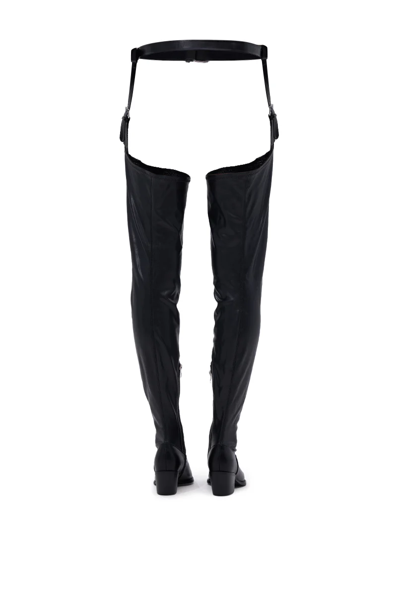 AZALEA WANG WESTLANN BLACK PU CHAP BOOT - Image 7
