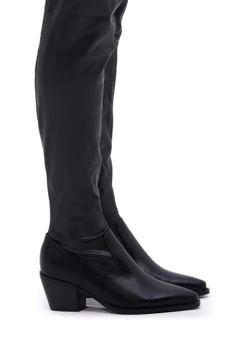 AZALEA WANG WESTLANN BLACK PU CHAP BOOT - Image 8