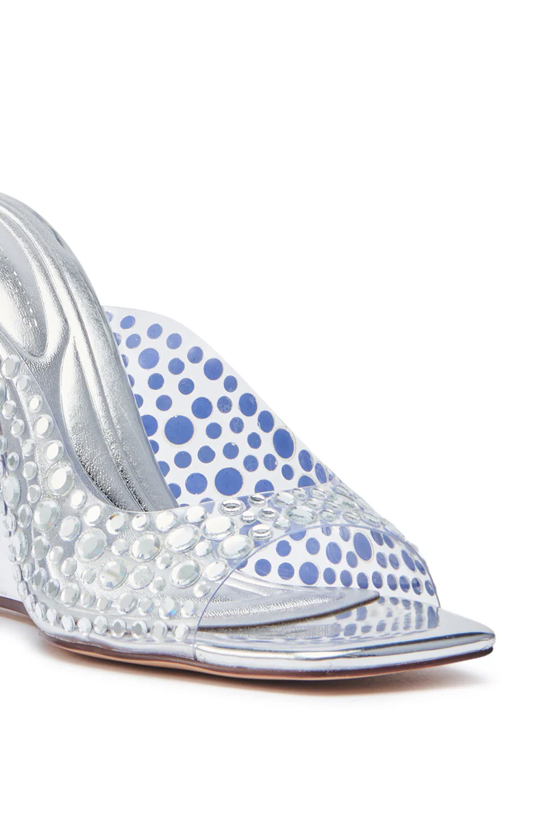 AZALEA WANG WIDYA SILVER RHINESTONE EMBELLISHED PVC WEDGE SANDAL - Image 7