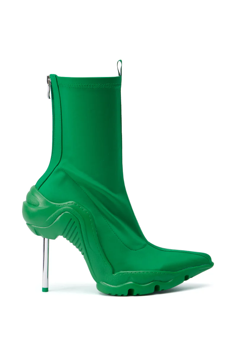AZALEA WANG WILBER BOOTIE WITH STRETCH NEOPRENE IN GREEN - Image 3