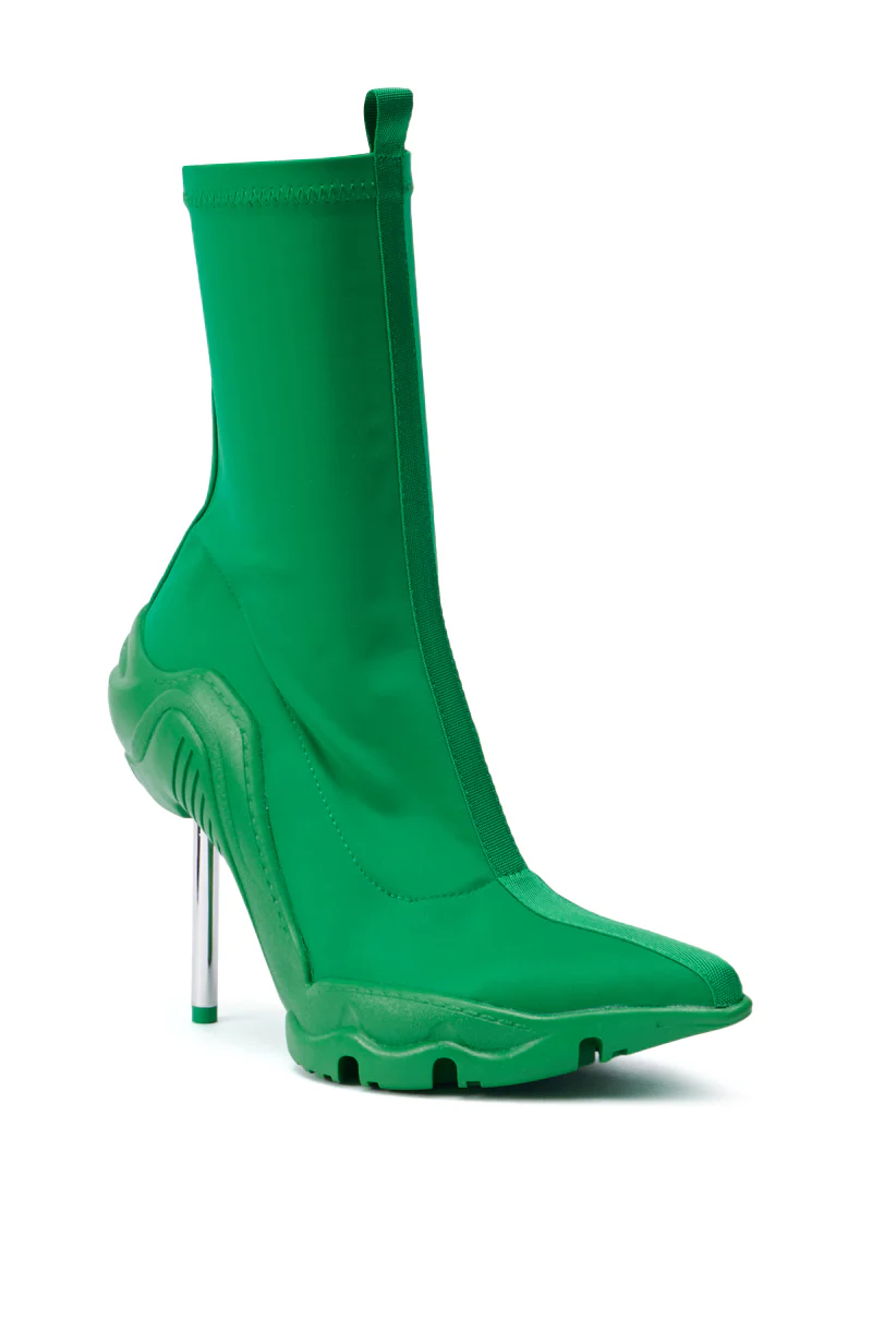 AZALEA WANG WILBER BOOTIE WITH STRETCH NEOPRENE IN GREEN - Image 4