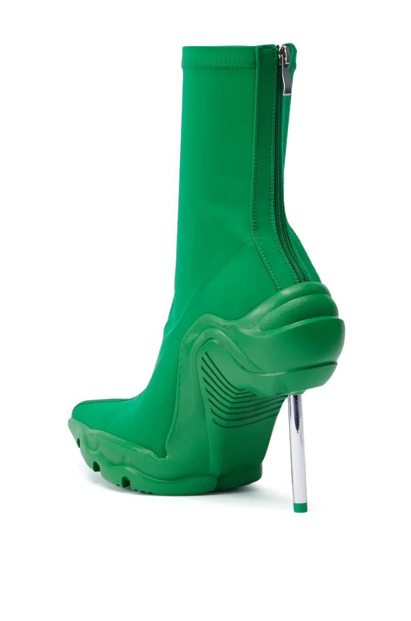 AZALEA WANG WILBER BOOTIE WITH STRETCH NEOPRENE IN GREEN - Image 5