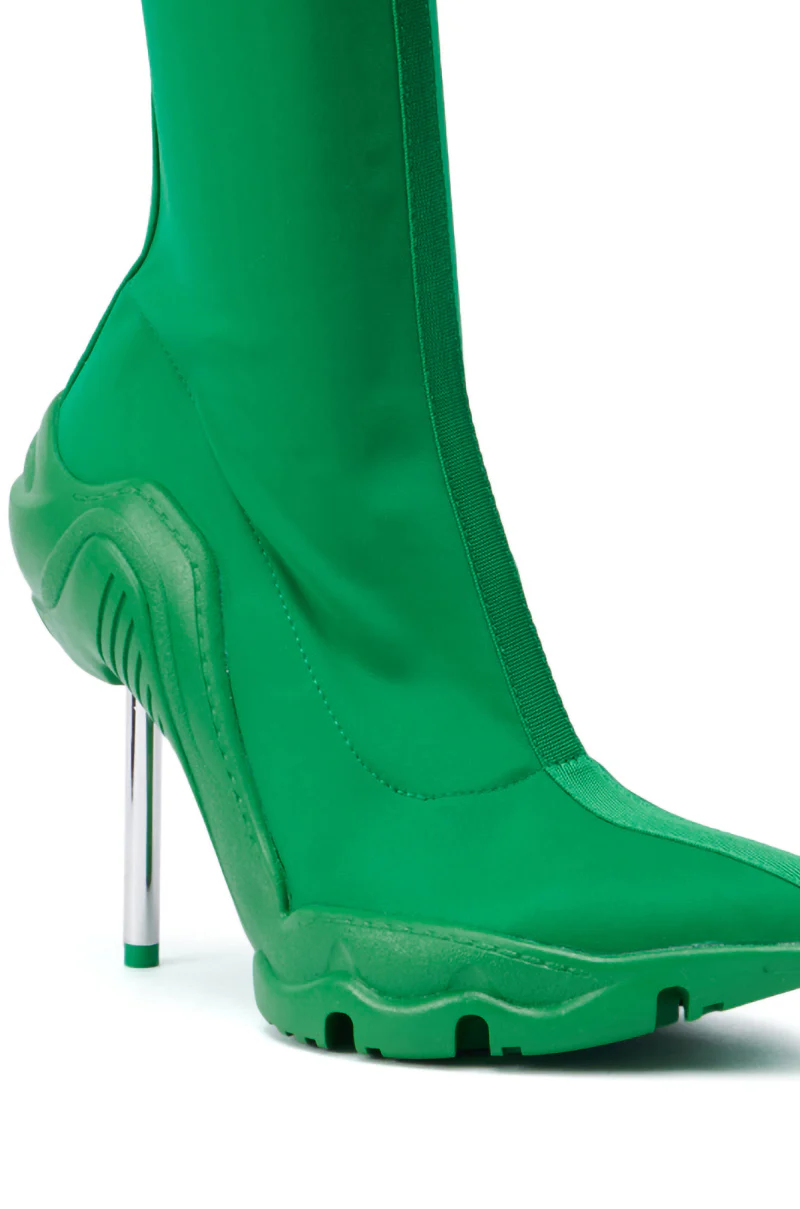 AZALEA WANG WILBER BOOTIE WITH STRETCH NEOPRENE IN GREEN - Image 6
