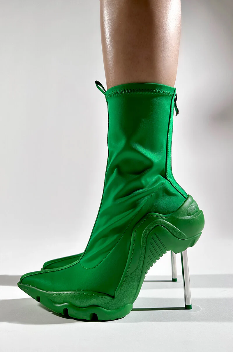 AZALEA WANG WILBER BOOTIE WITH STRETCH NEOPRENE IN GREEN - Image 7