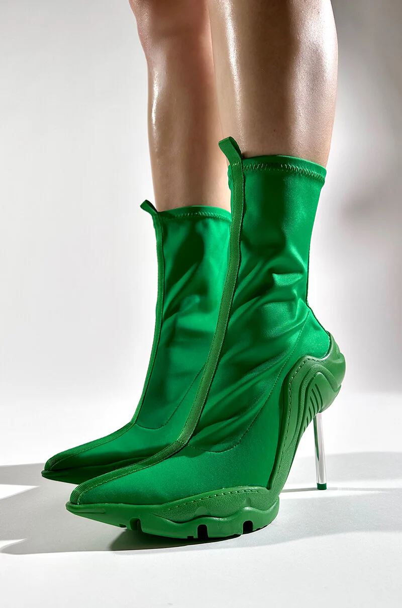 AZALEA WANG WILBER BOOTIE WITH STRETCH NEOPRENE IN GREEN - Image 8