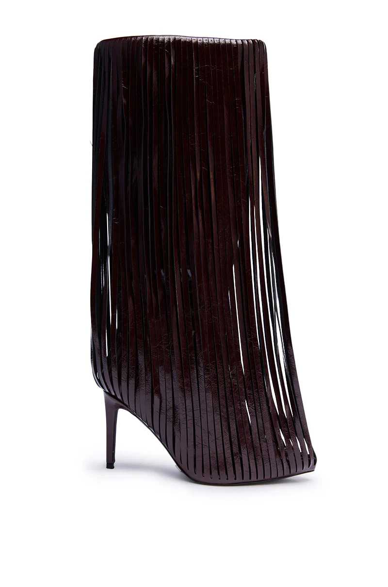 AZALEA WANG XANTARA FRINGE BURGUNDY STILETTO BOOT - Image 4
