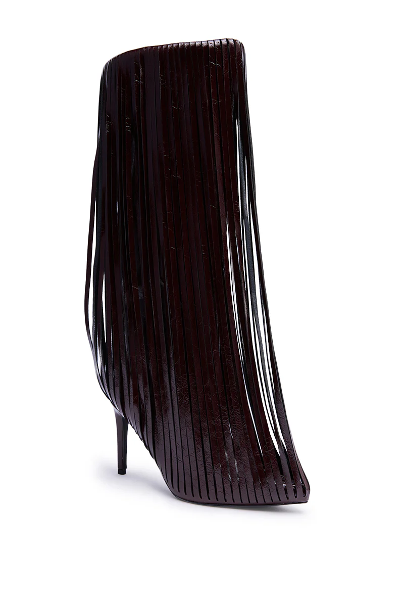 AZALEA WANG XANTARA FRINGE BURGUNDY STILETTO BOOT - Image 5