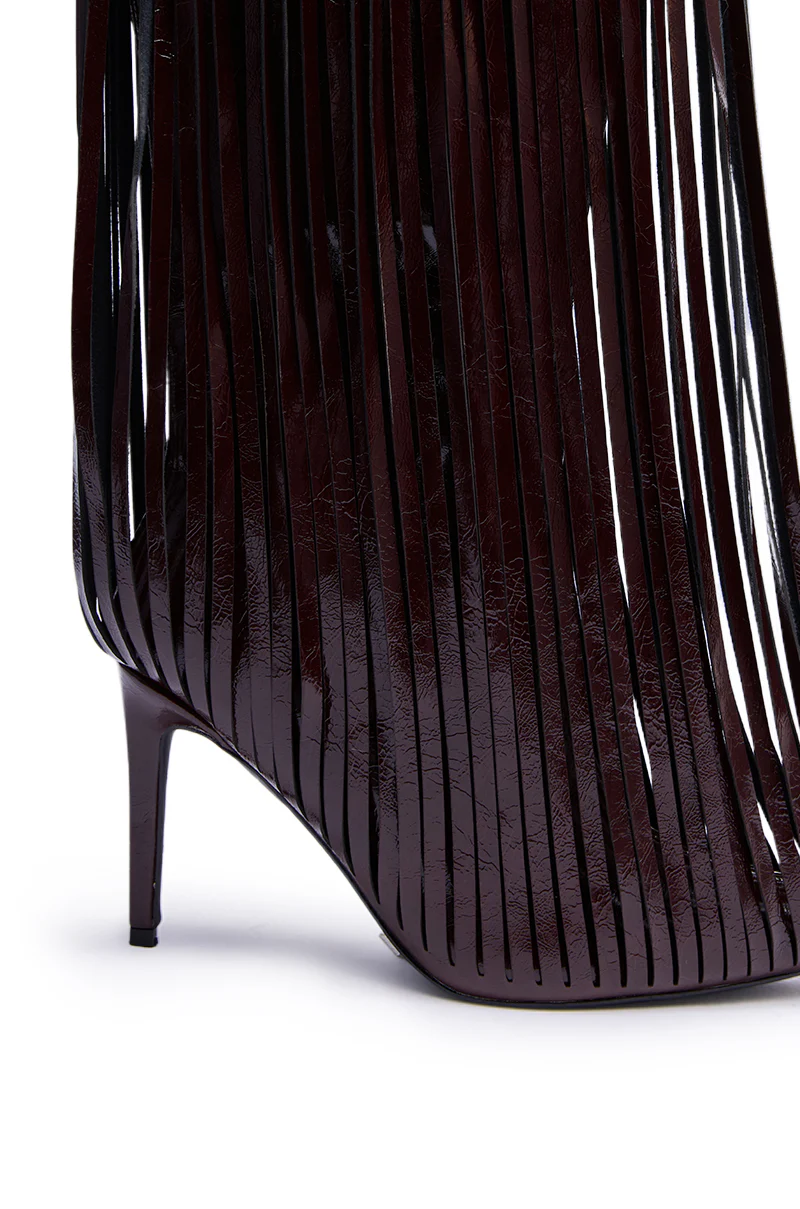 AZALEA WANG XANTARA FRINGE BURGUNDY STILETTO BOOT - Image 7