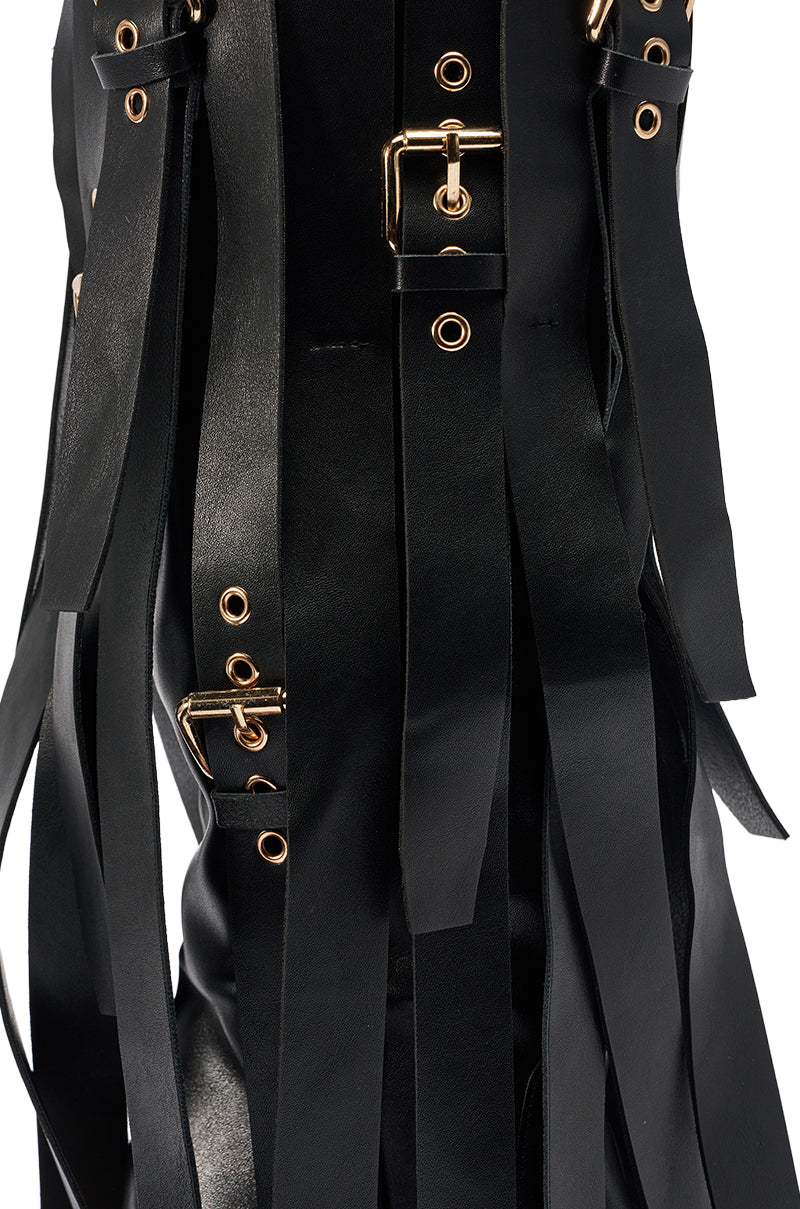 AZALEA WANG XANTHE BLACK BELT EMBELLISHED STILETTO BOOT - Image 6