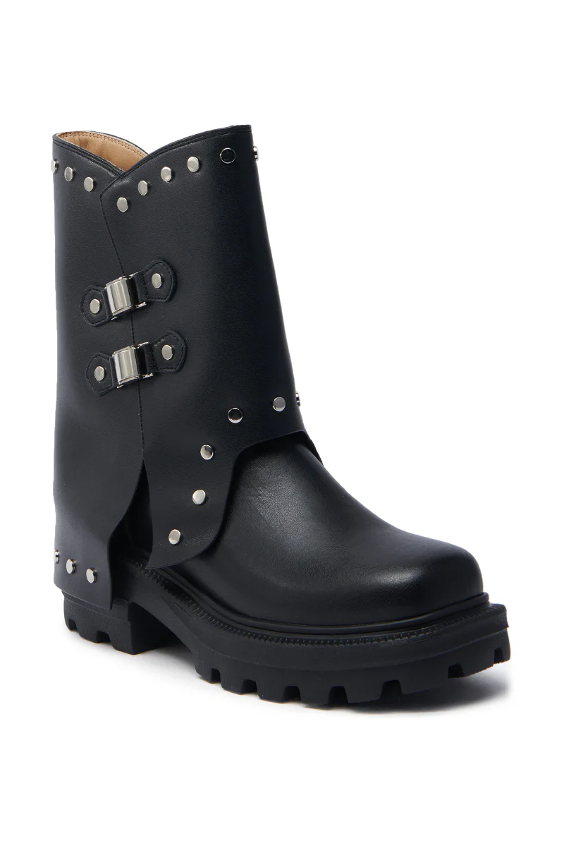 AZALEA WANG XAVIER BLACK WITH METAL FLAT BOOTIE - Image 5