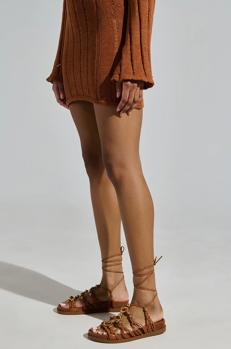 AZALEA WANG XYLA BROWN FAUX SUEDE SANDAL - Image 3