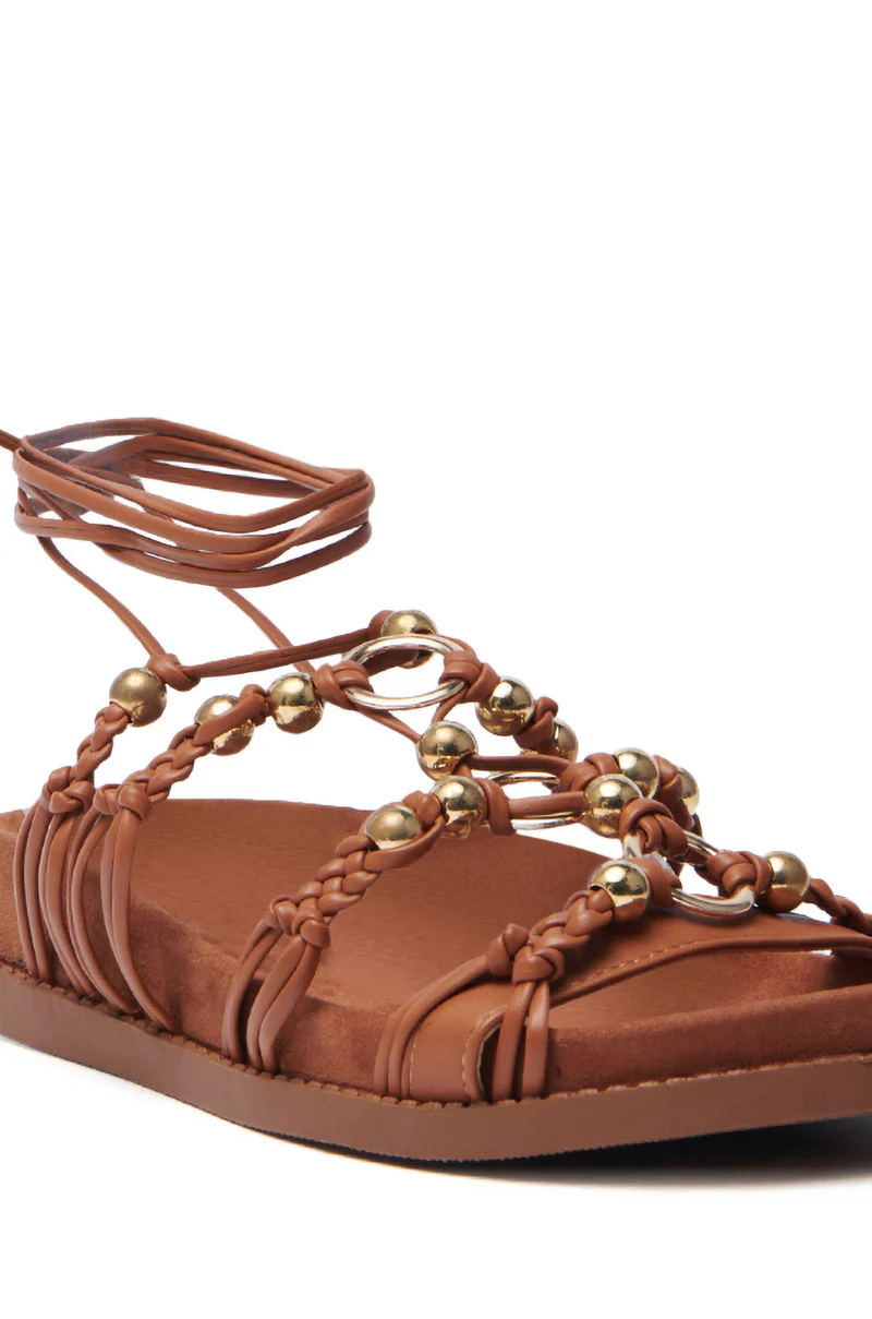 AZALEA WANG XYLA BROWN FAUX SUEDE SANDAL - Image 8
