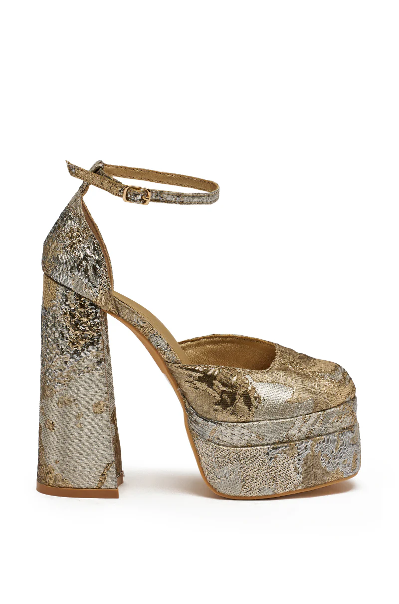 AZALEA WANG ZIPPHORA GOLD MULTI BROCADE PLATFORM PUMP - Image 4