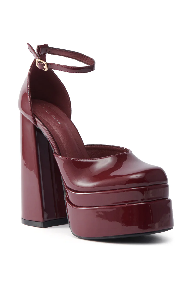 AZALEA WANG YUFFIE PATENT BURGUNDY PUMP - Image 4