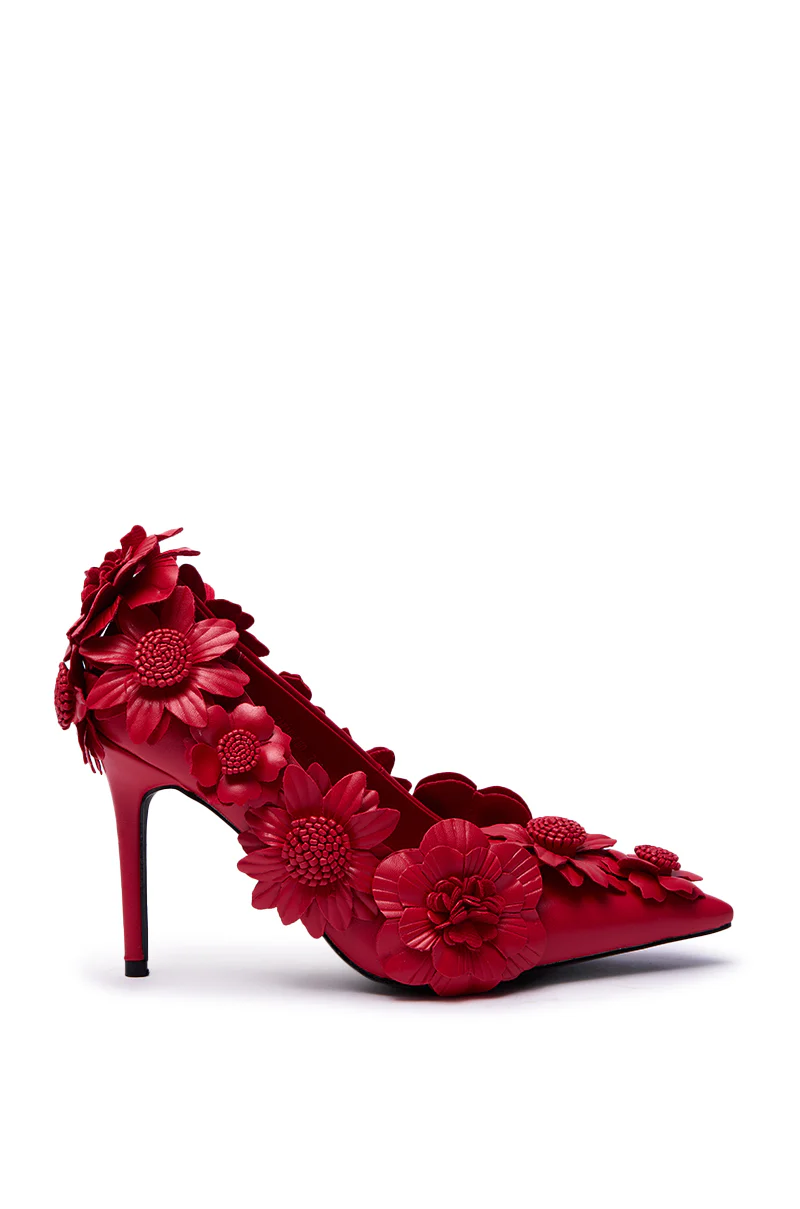 AZALEA WANG ZARAH RED FLOWER PUMP - Image 5