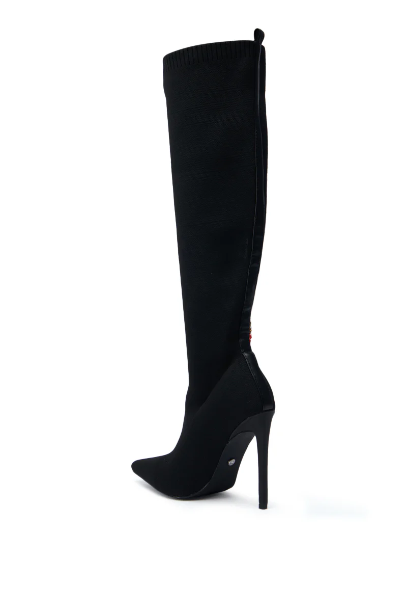 AZALEA WANG ZERAH BLACK EMBELLISHED SNAKE BOOT - Image 5