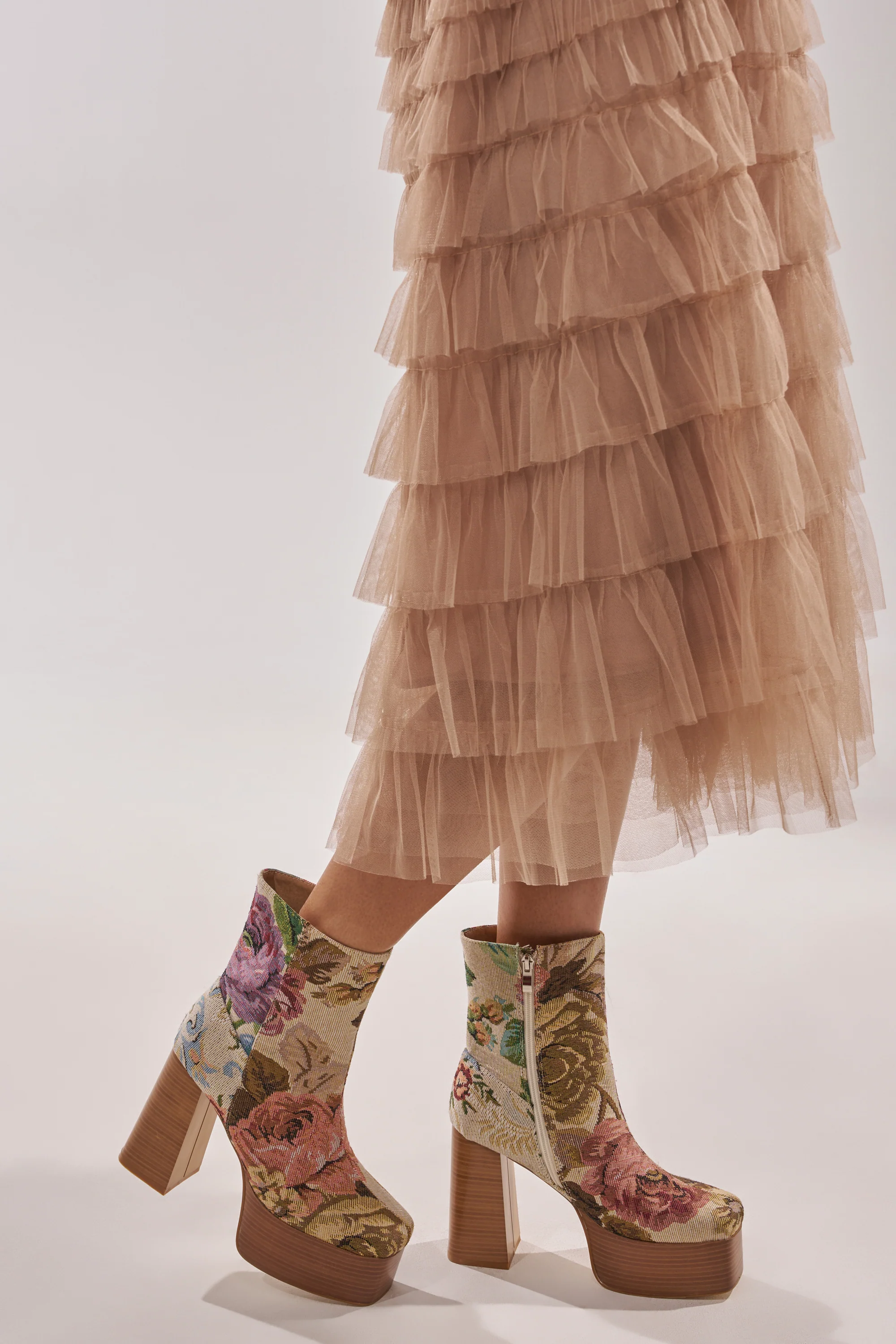 AZALEA WANG ZILPAH FLORAL BROCADE BOOTIE - Image 2