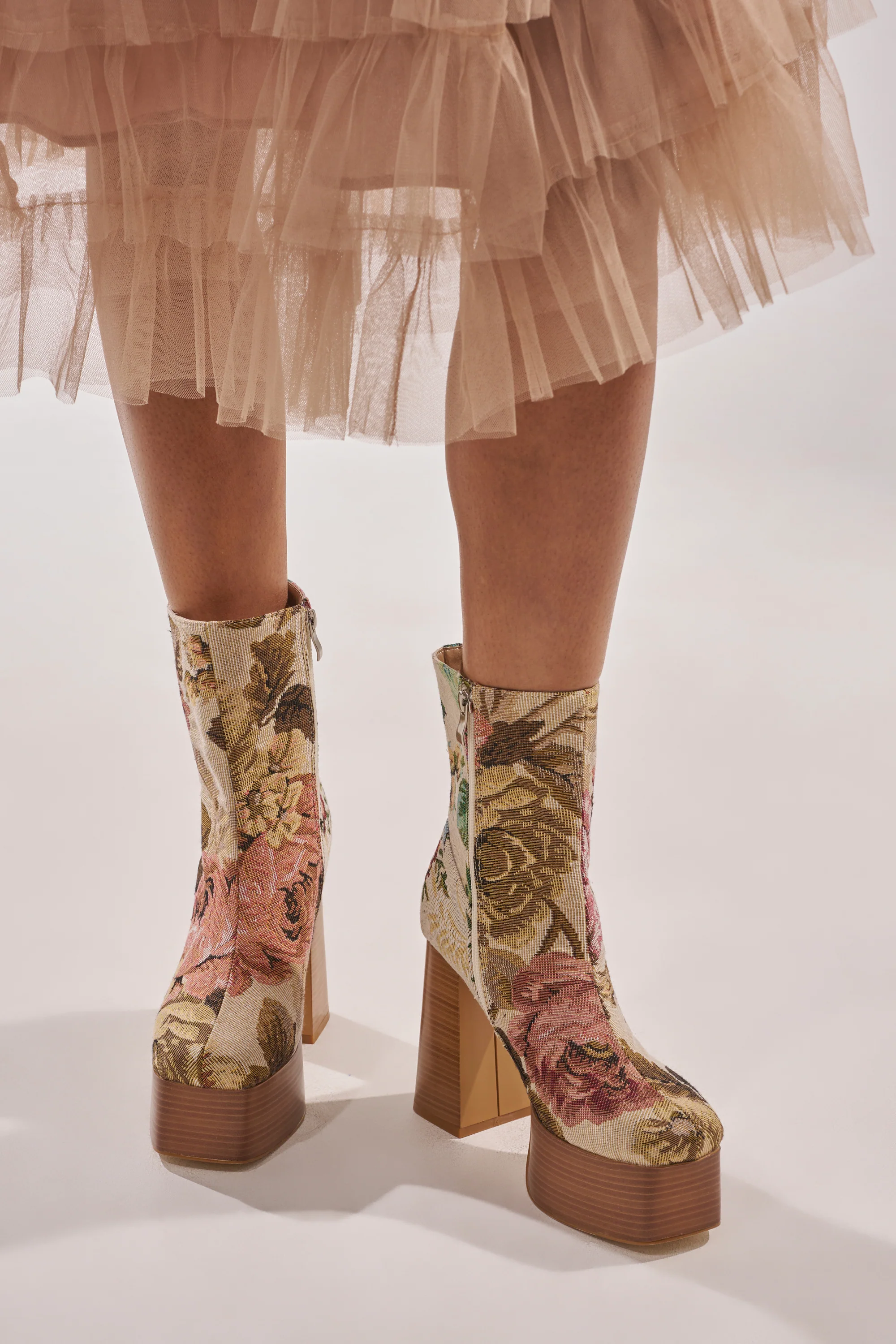 AZALEA WANG ZILPAH FLORAL BROCADE BOOTIE - Image 3