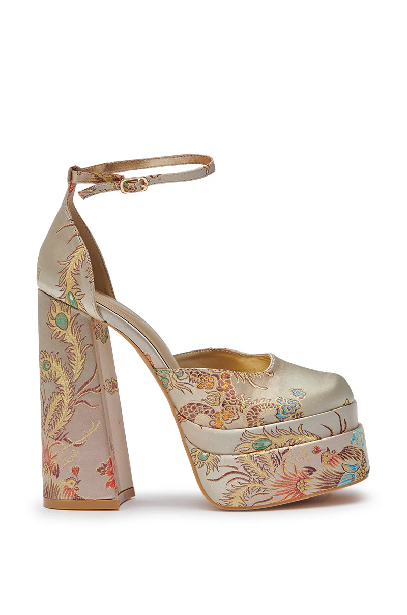 AZALEA WANG ZIPPORAH NEW BROCADE MARY JANE PLATFORM PUMP - Image 4