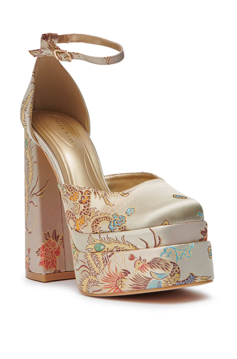 AZALEA WANG ZIPPORAH NEW BROCADE MARY JANE PLATFORM PUMP - Image 5