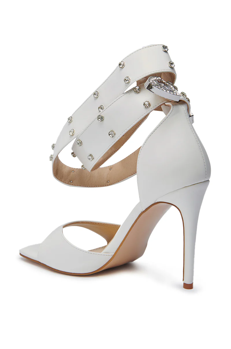 AZALEA WANG ZORKA WHITE WESTERN BUCKLE STILETTO SANDAL - Image 6