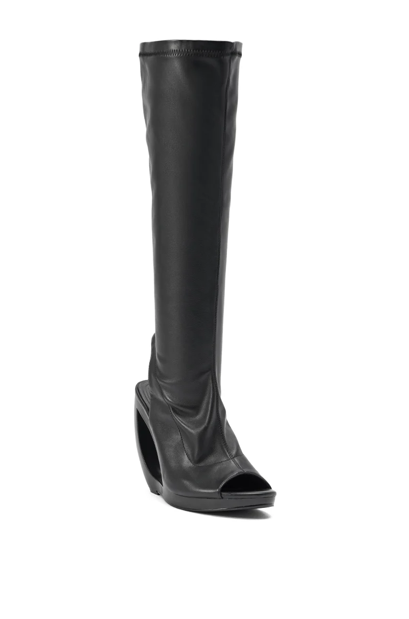 AZEALA WANG ILYSSA BLACK NOVELTY WEDGE KNEE HIGH BOOTIE - Image 6