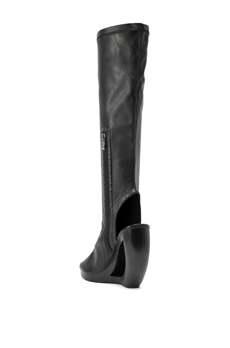 AZEALA WANG ILYSSA BLACK NOVELTY WEDGE KNEE HIGH BOOTIE - Image 7