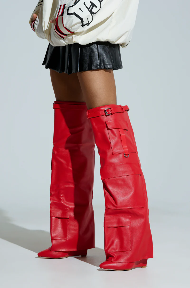 AZLAEA WANG ALEXIA RED WEDGE BOOT - Image 2