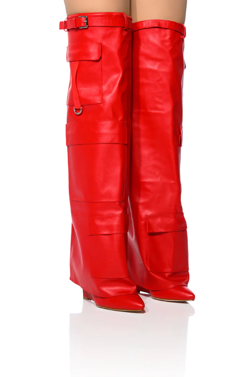 AZLAEA WANG ALEXIA RED WEDGE BOOT - Image 3