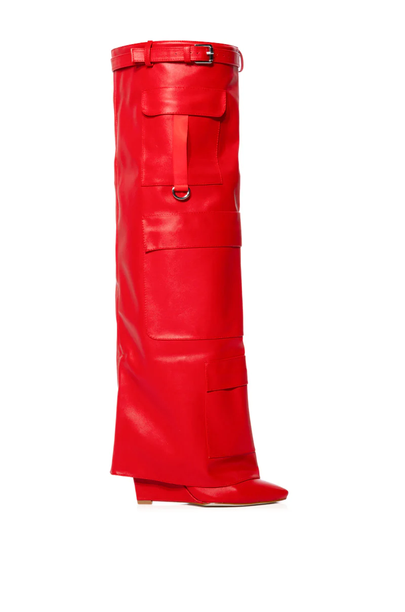 AZLAEA WANG ALEXIA RED WEDGE BOOT - Image 4