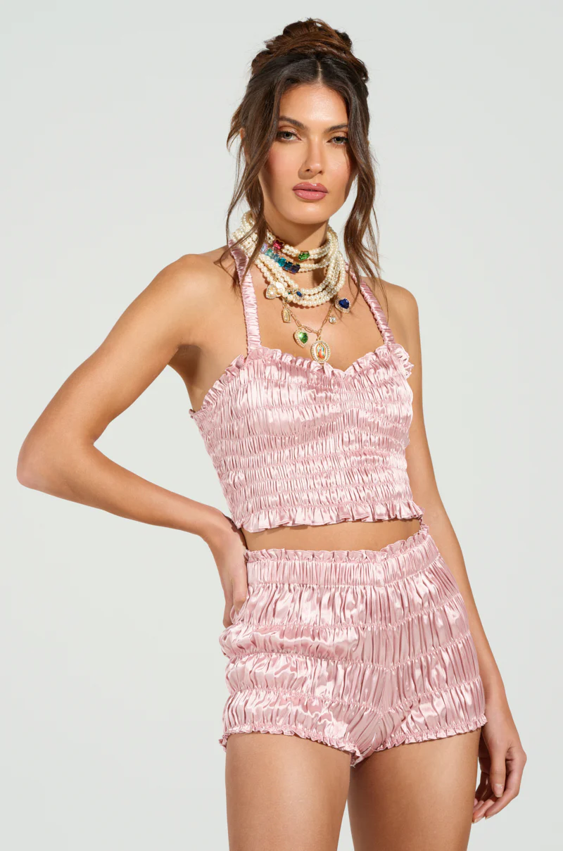 BABY DOLL RUCHED SATIN HALTER TOP - Image 2