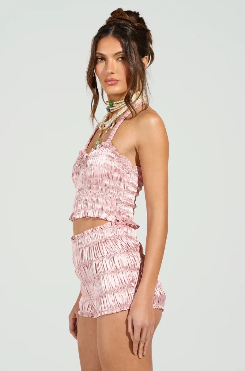 BABY DOLL RUCHED SATIN HALTER TOP - Image 4