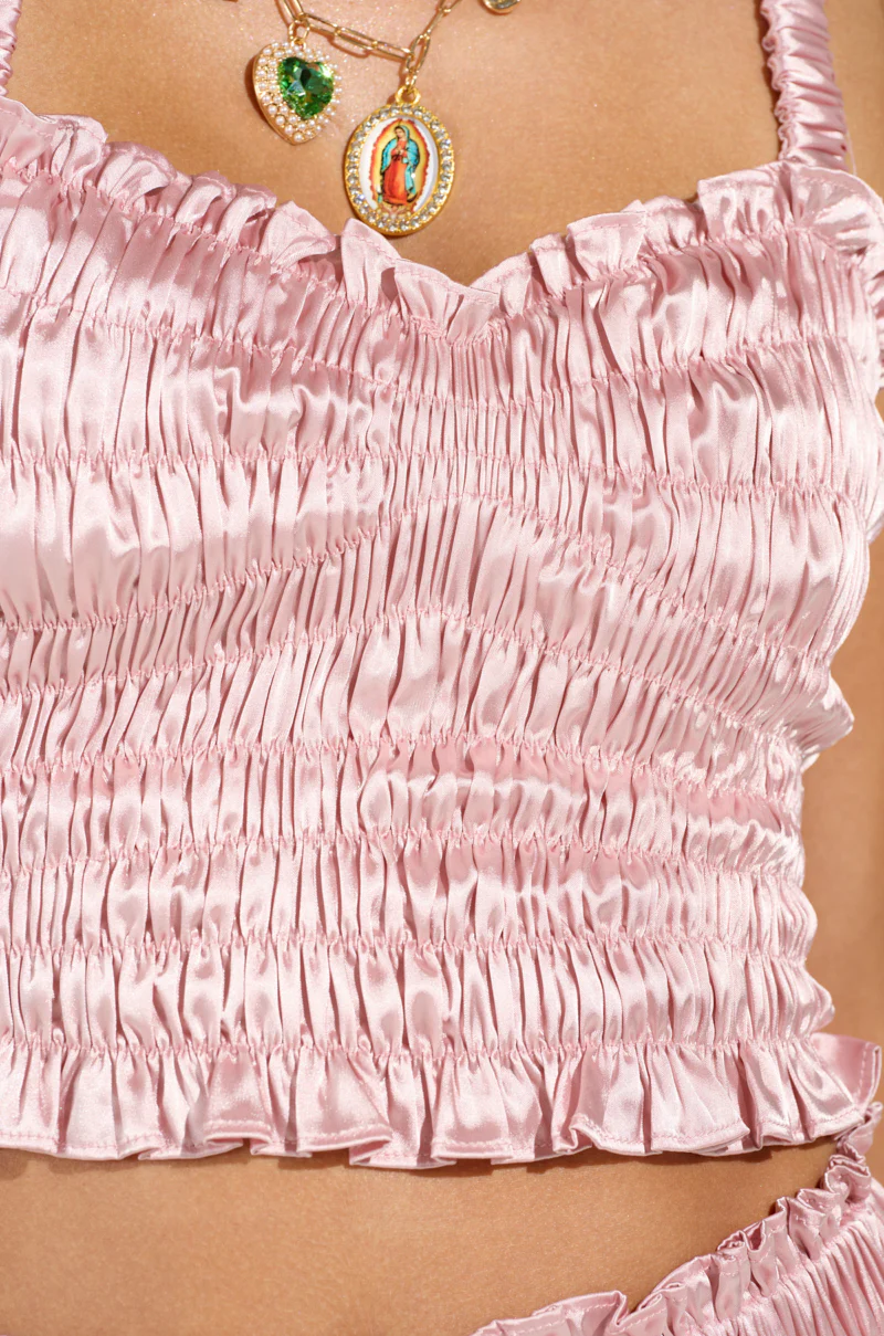 BABY DOLL RUCHED SATIN HALTER TOP - Image 8