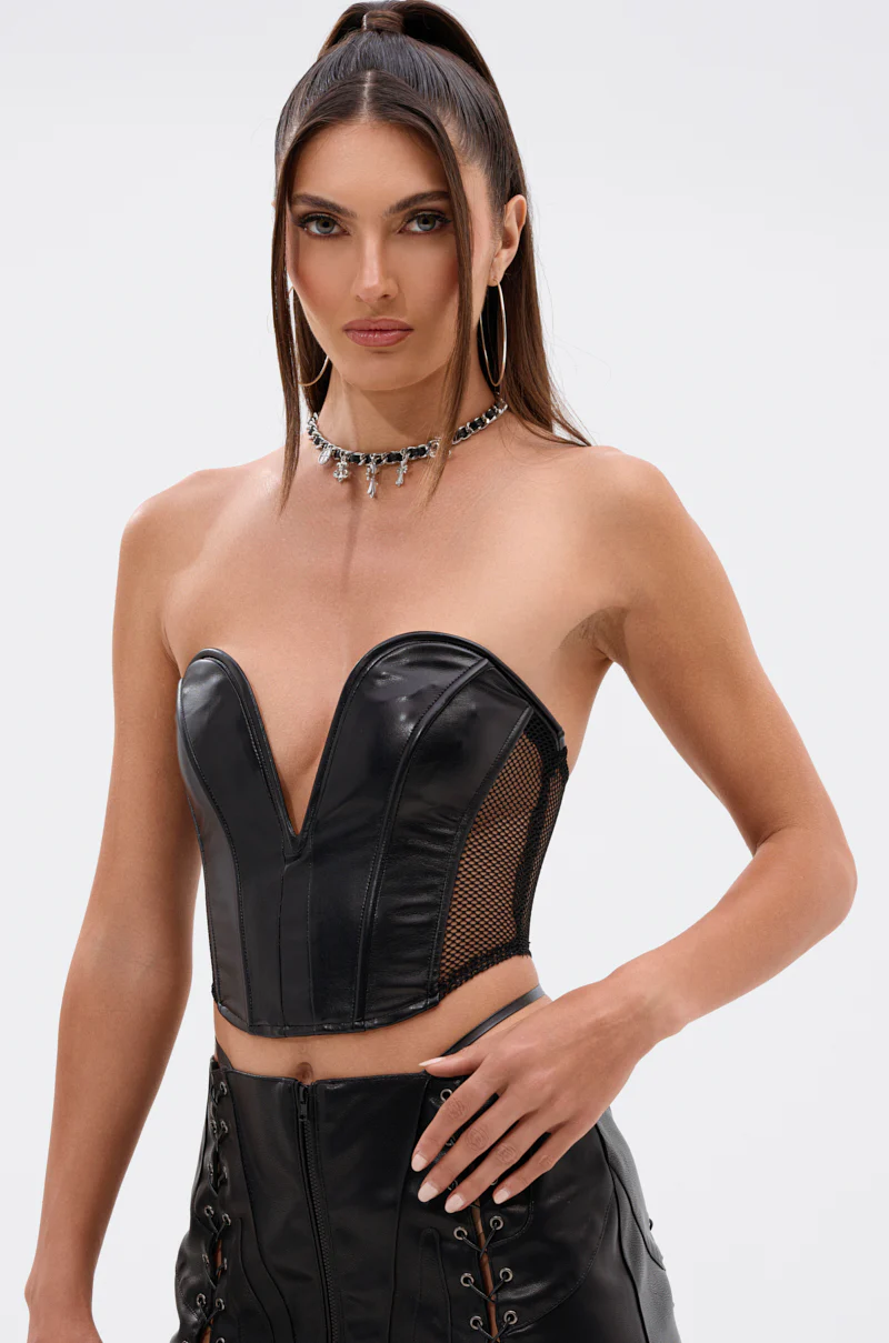 BABY GIRL FAUX LEATHER WITH MESH PANEL CORSET - Image 3