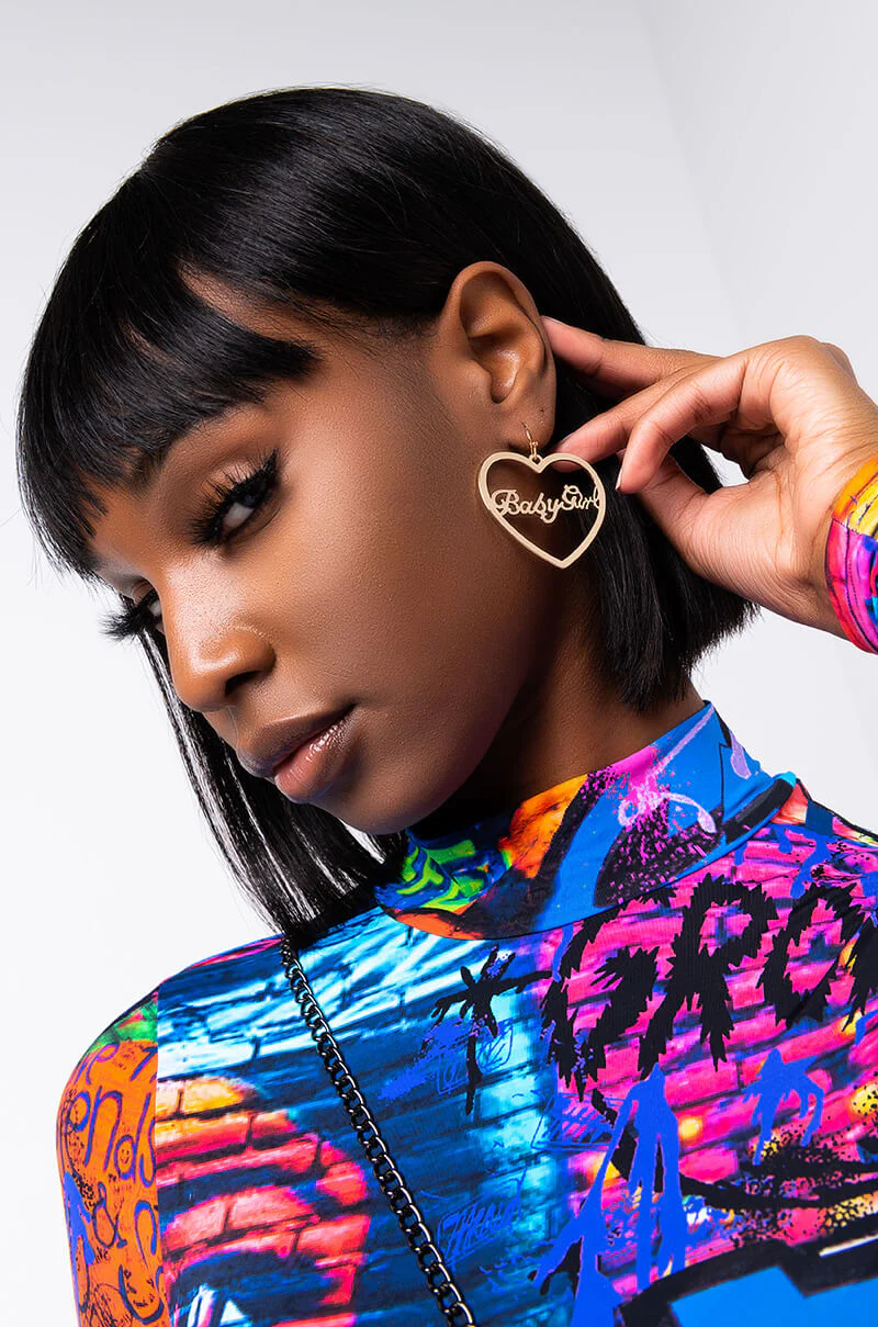BABY GIRL HEART HOOP EARRING