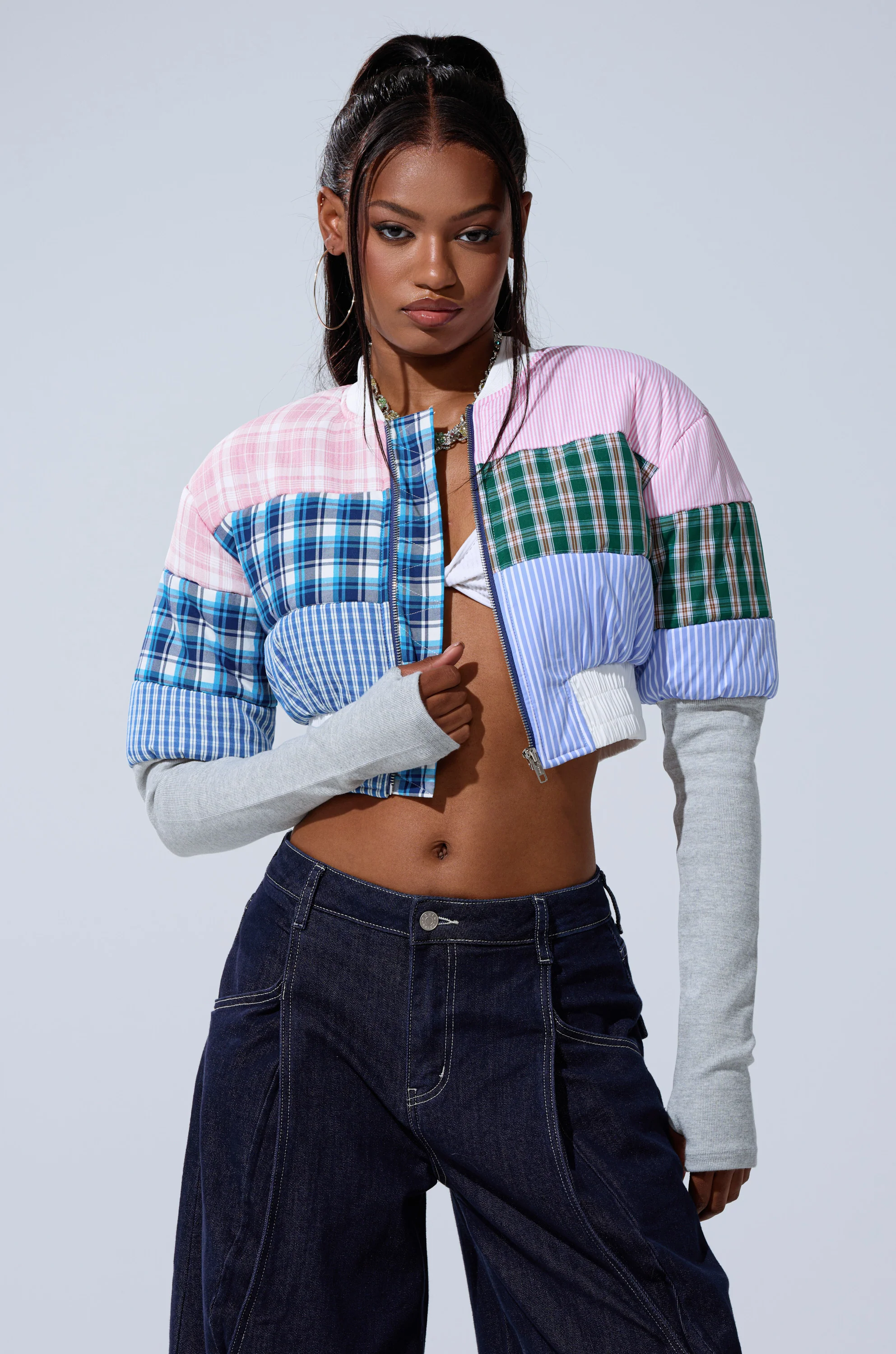 BABY GIRL PATCHWORK BOMBER
