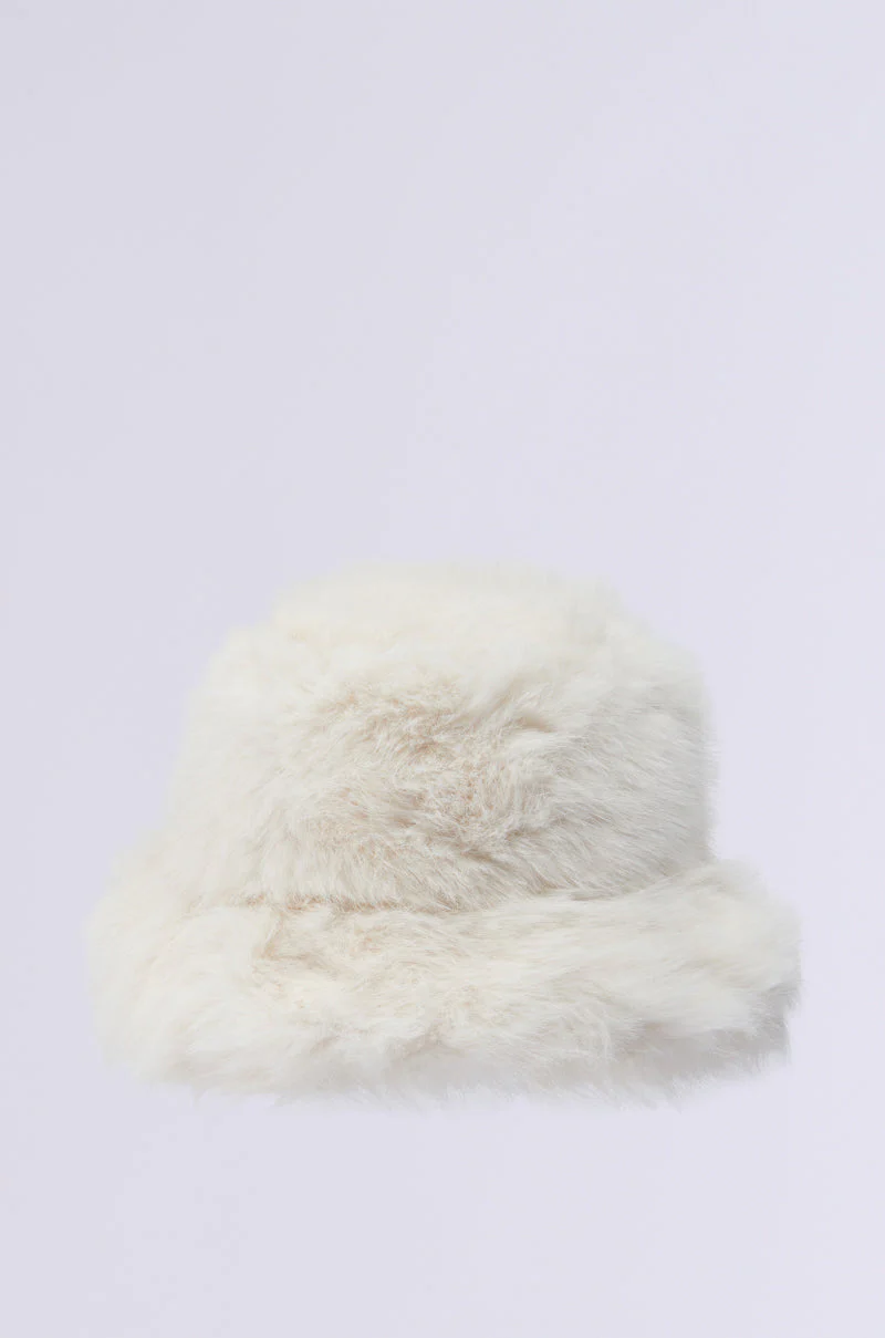 BABY IT'S COLD OUTSIDE FAUX FUR BUCKET HAT IN IVORY - Image 8