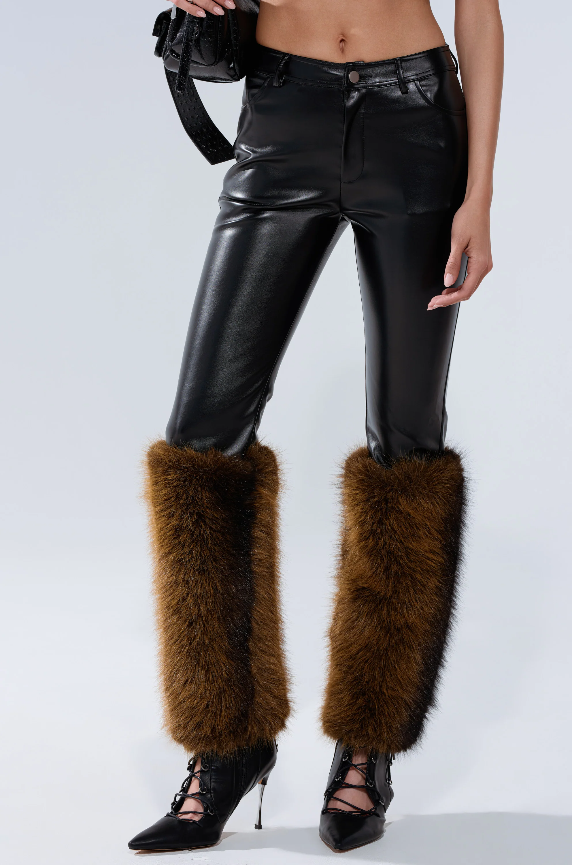 BABY ITS COLD OUTSIDE FAUX LEATHER PANT WITH FUR TRIM - Image 3