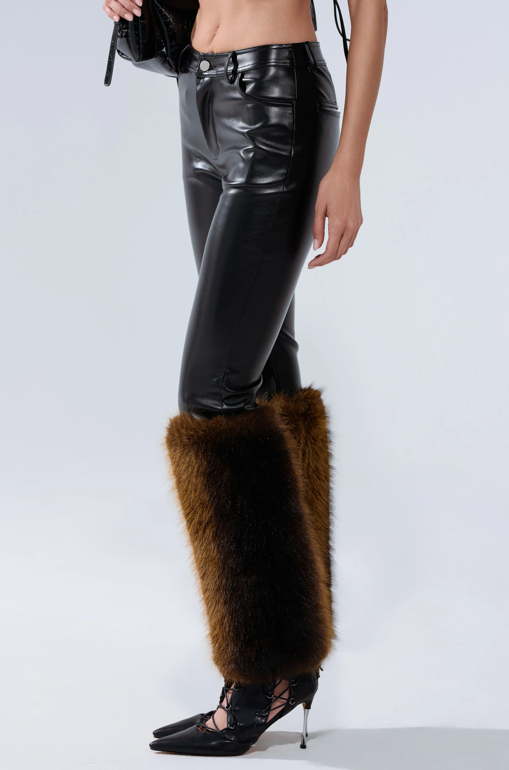 BABY ITS COLD OUTSIDE FAUX LEATHER PANT WITH FUR TRIM - Image 4